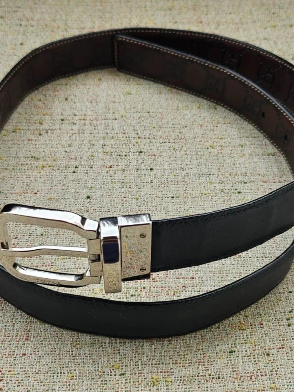 Vintage Gucci Belt Reversible Brown/Black Genuine Leather Pin Buckle Made Italy